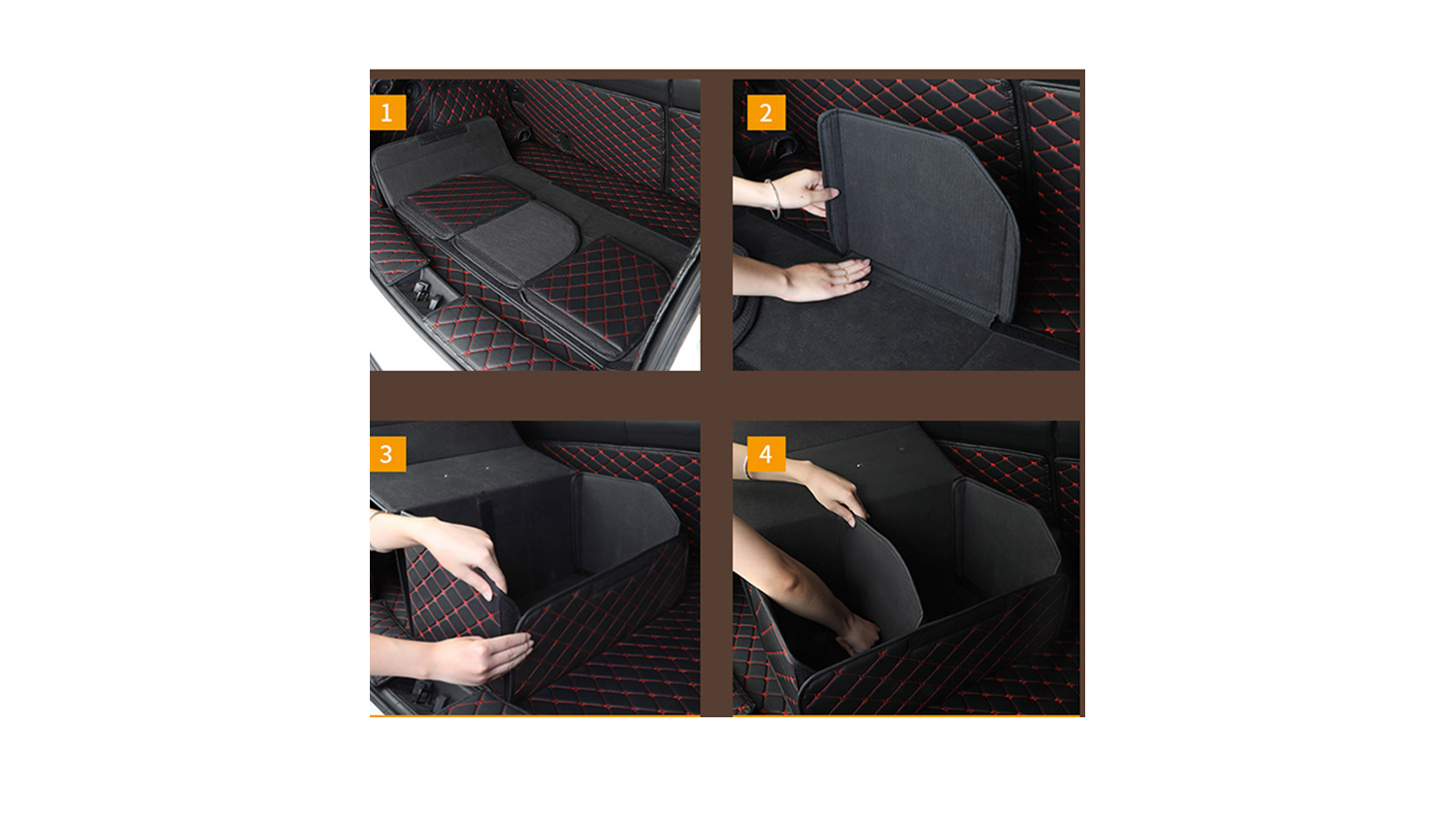 Soga Car Boot Storage Box Small - Black Red