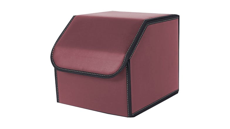 Soga Leather Car Boot Storage Box Small - Red