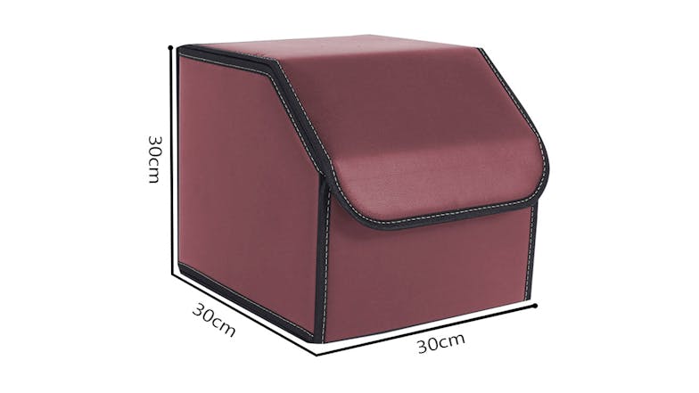 Soga Leather Car Boot Storage Box Small - Red