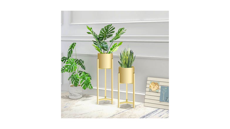Soga 90cm Metal Pot Plant Stand - Gold