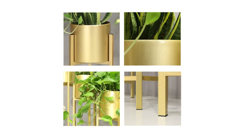 Soga 90cm Metal Pot Plant Stand - Gold