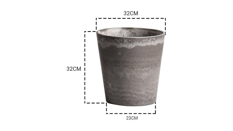 Soga 32cm Round Tapered Resin Planter - Rock Grey