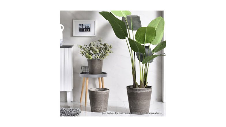 Soga 32cm Round Tapered Resin Planter - Rock Grey