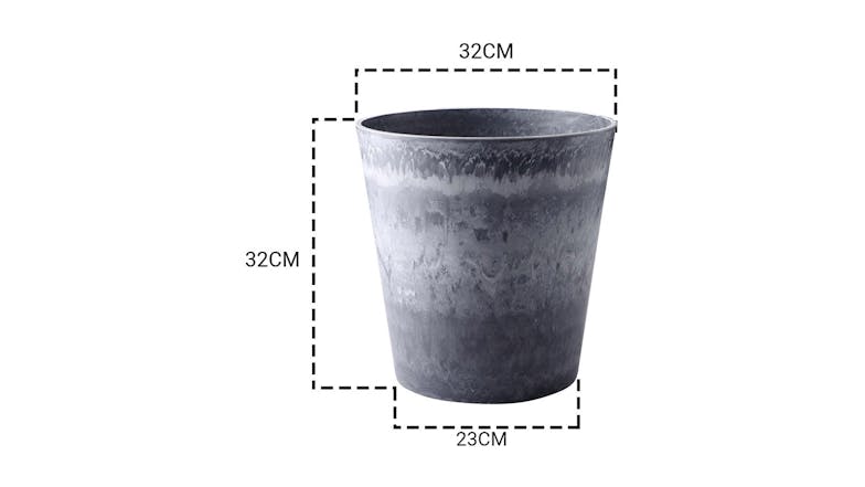 Soga 32cm Round Tapered Resin Planter - Weathered Grey