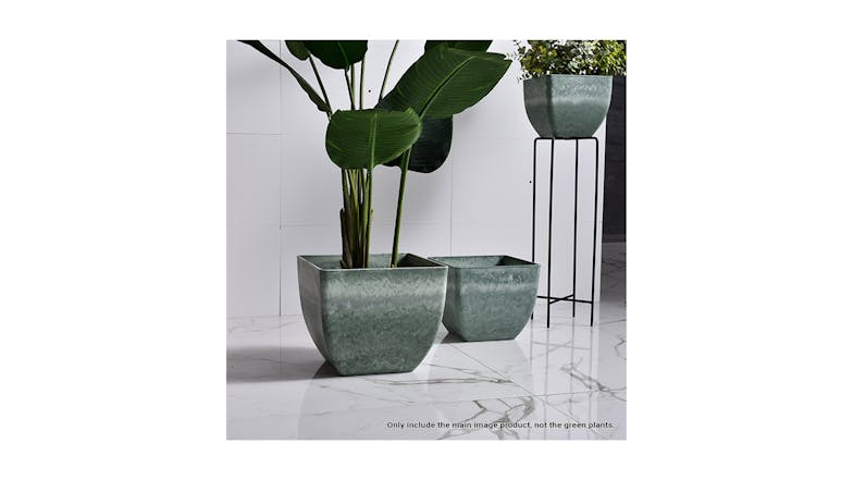 Soga 27cm Square Resin Planter - Green/Grey