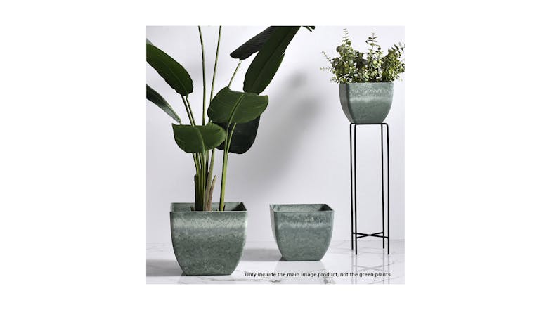 Soga 27cm Square Resin Planter - Green/Grey