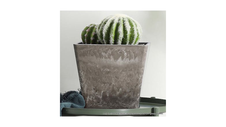 Soga 27cm Square Resin Pot Planter - Sand Grey