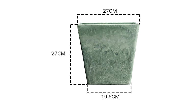 Soga 27cm Square Tapered Resin Planter - Green/Grey