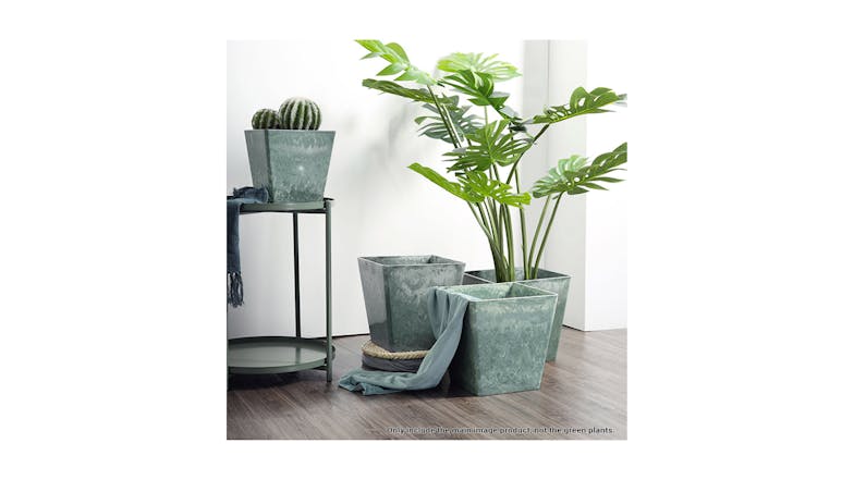 Soga 27cm Square Tapered Resin Planter - Green/Grey