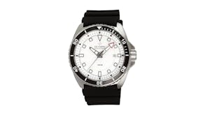 Olympic Aquanaut Stainless Steel Black/White Divers Watch - Black PU Band