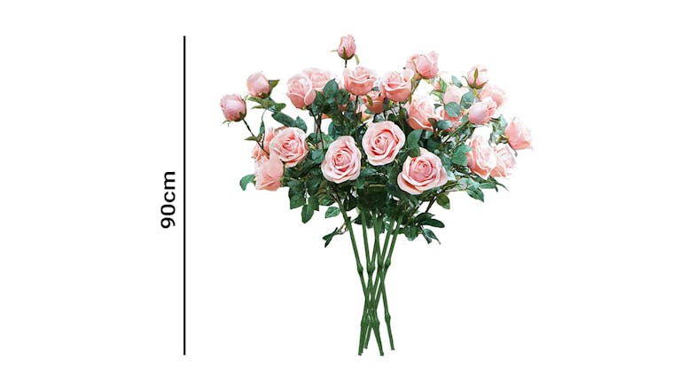 Soga 8 Bunch Artificial Rose 5 Heads - Light Pink