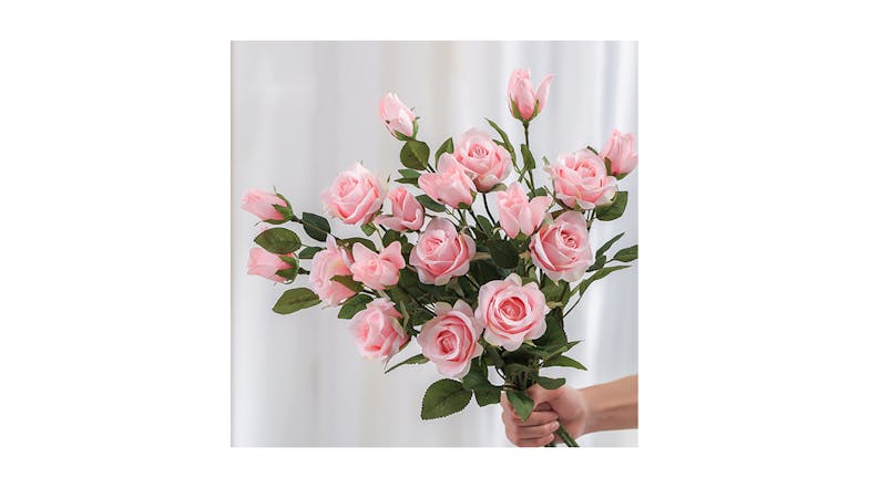 Soga 8 Bunch Artificial Rose 5 Heads - Light Pink