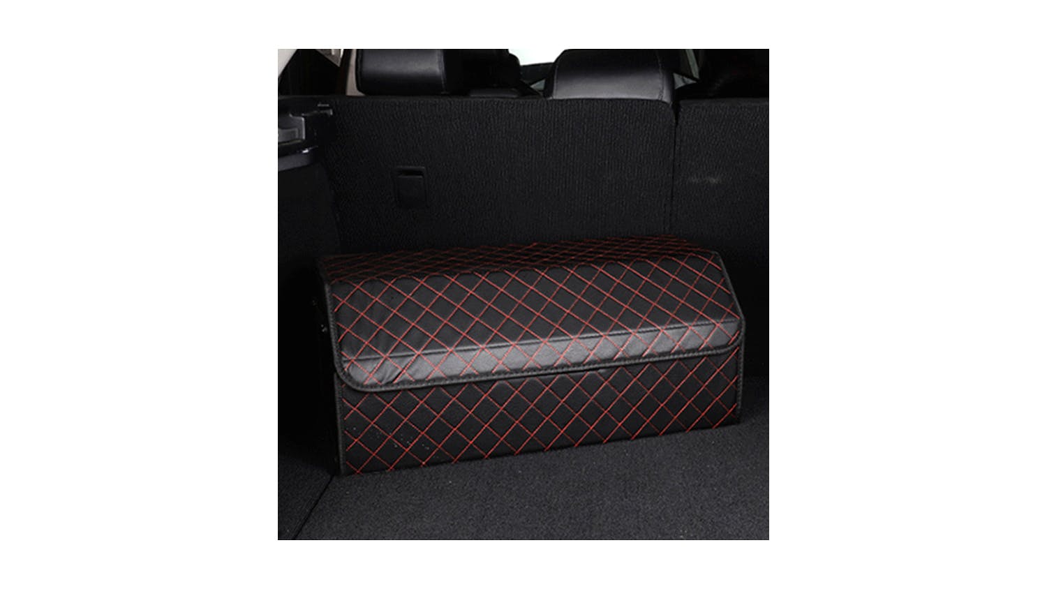 Soga Car Boot Storage Box Large - Black/Red