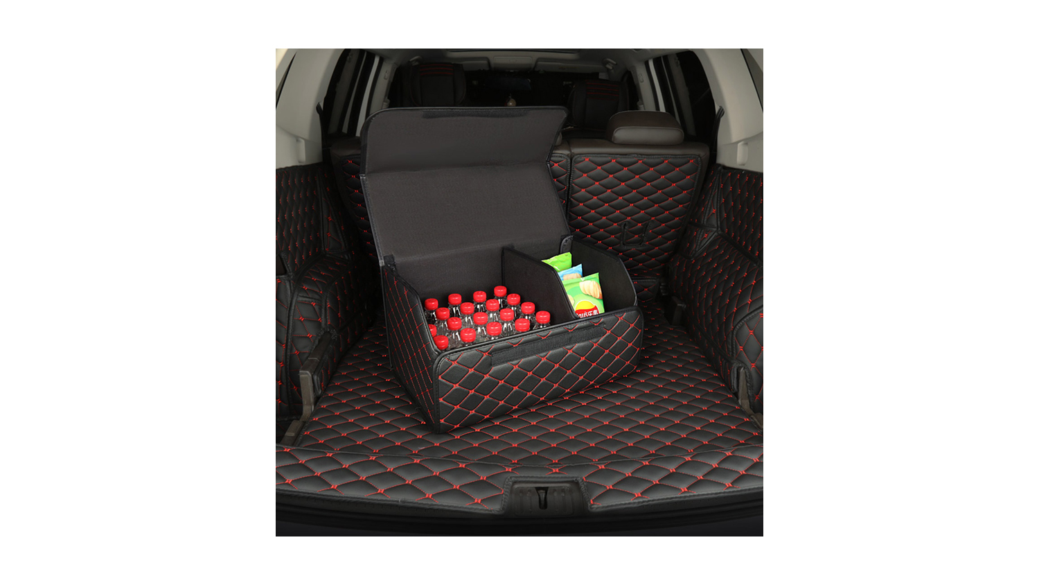 Soga Car Boot Storage Box Medium - Black/Red
