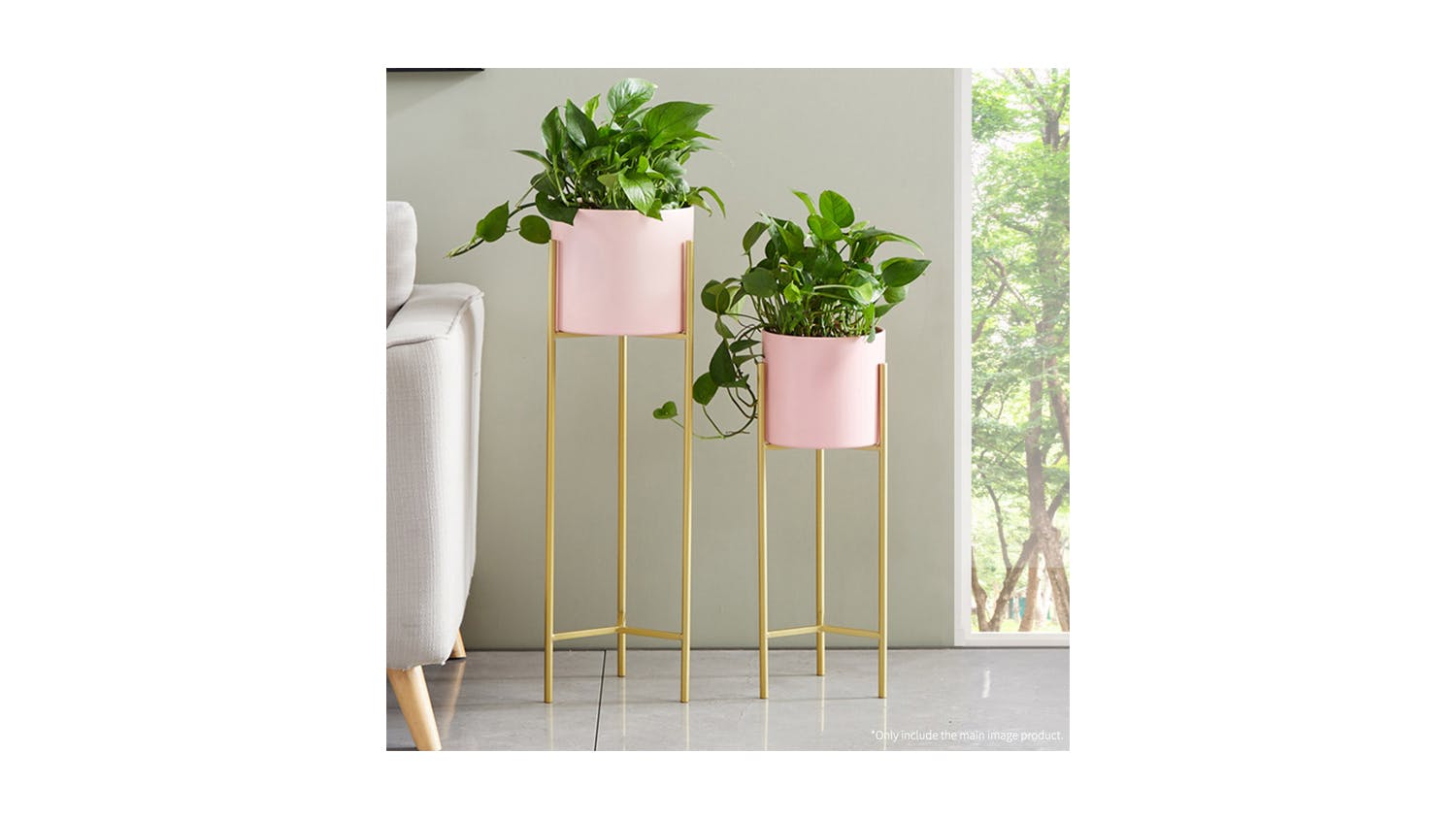 Soga 60cm 2 Layer Pot Plant Stand - Gold/Pink