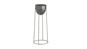 Soga 50cm Round Wire Metal Pot Plant Stand - Black