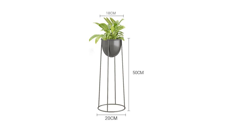Soga 50cm Round Wire Metal Pot Plant Stand - Black