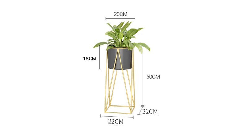 Soga 50cm Wire Metal Pot Plant Stand - Gold/Black