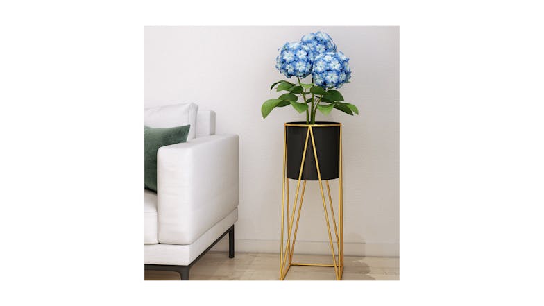 Soga 50cm Wire Metal Pot Plant Stand - Gold/Black