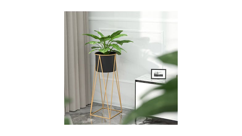 Soga 50cm Wire Metal Pot Plant Stand - Gold/Black