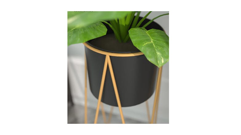 Soga 50cm Wire Metal Pot Plant Stand - Gold/Black