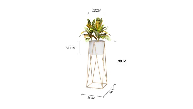 Soga 70cm Wire Metal Pot Plant Stand - White