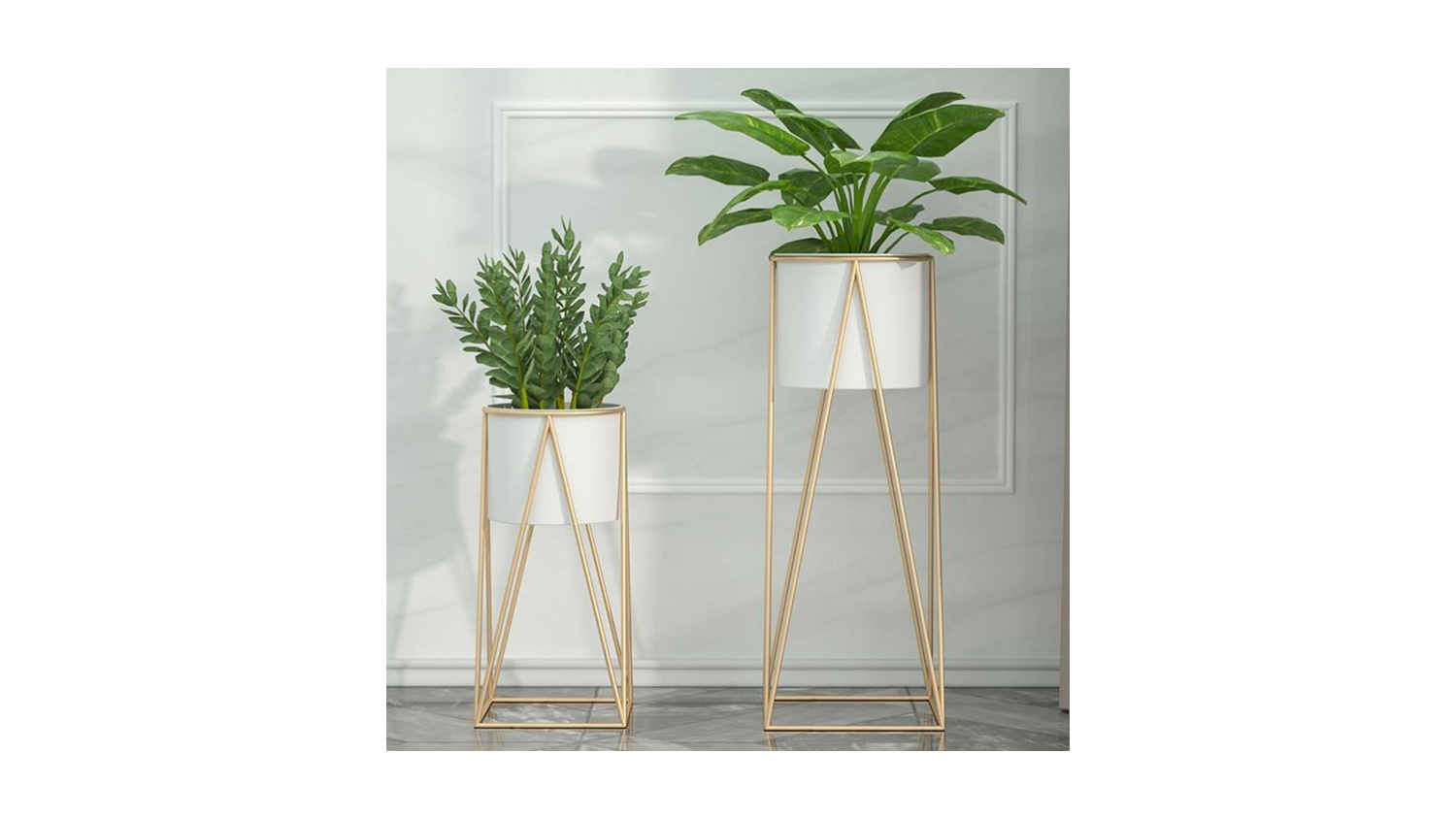 Soga 70cm Wire Metal Pot Plant Stand - White