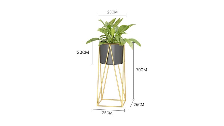 Soga 70cm Wire Metal Pot Plant Stand - Gold/Black