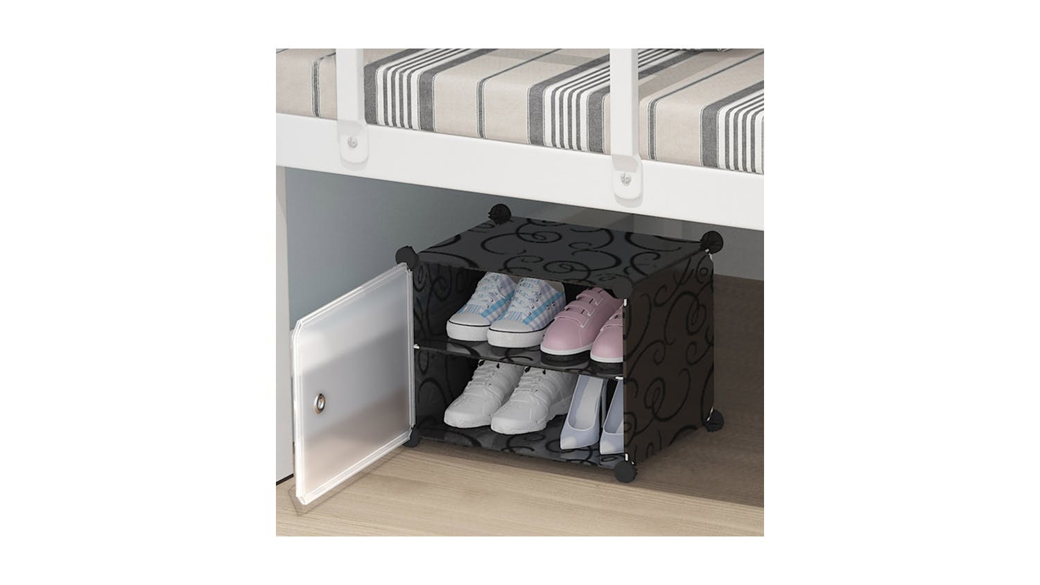 Soga 2 Tier Shoe Rack Organiser Cover - Black