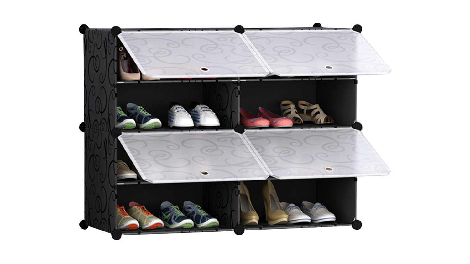 Soga 4 Tier 2 Column Shoe Organiser Black Harvey Norman New