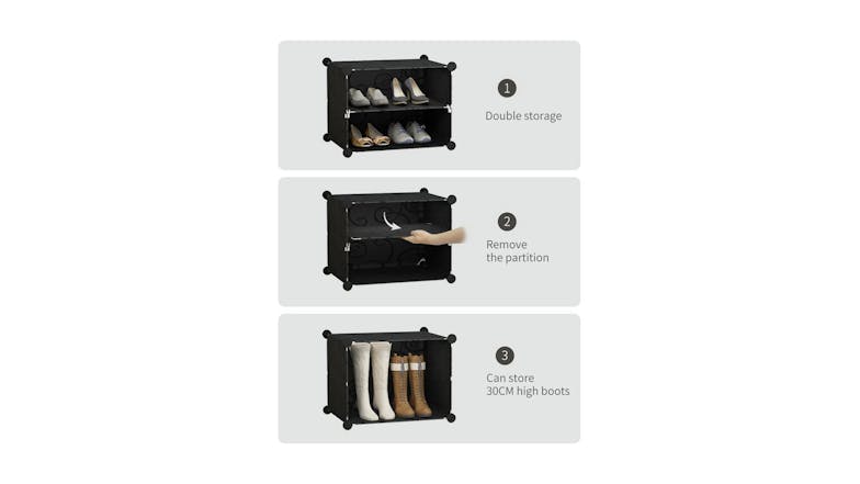 Soga 6 Tier 2 Column Shoe Organiser - Black