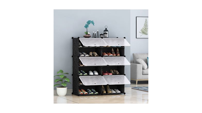 Soga 6 Tier 2 Column Shoe Organiser - Black