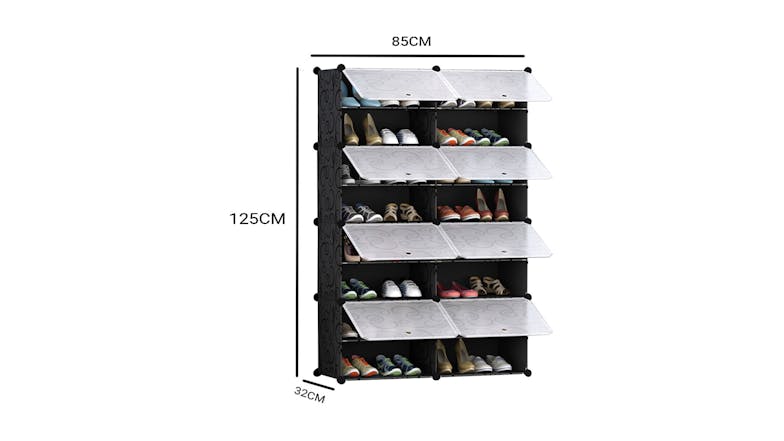 Soga 8 Tier 2 Column Shoe Organiser - Black