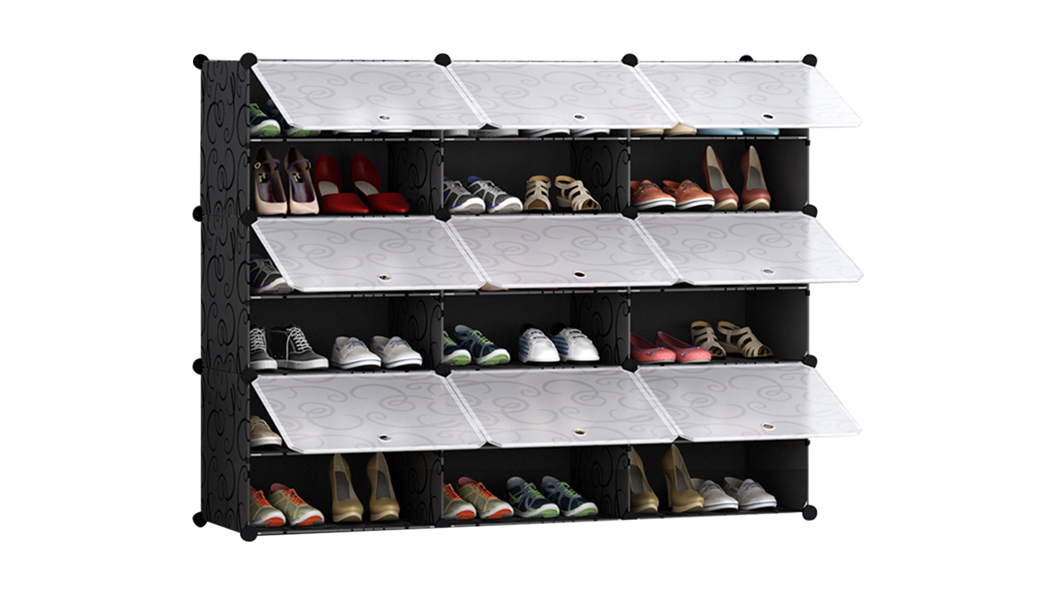 Soga 6 Tier 3 Column Shoe Organiser Black Harvey Norman New