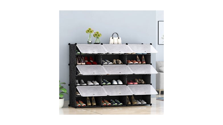 Soga 6 Tier 3 Column Shoe Organiser - Black