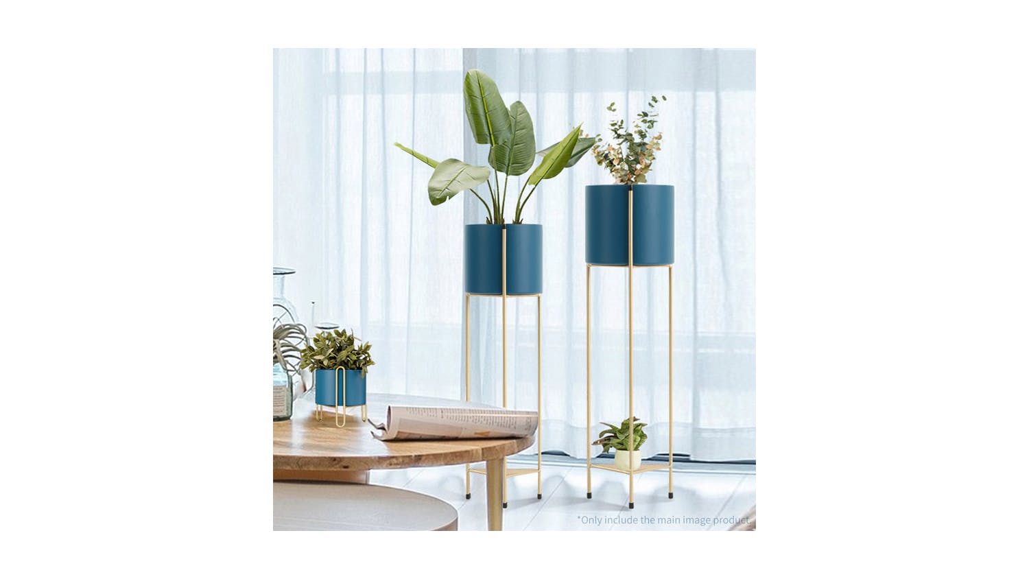 Soga 81cm 2 Layer Plant Stand - Gold/Blue