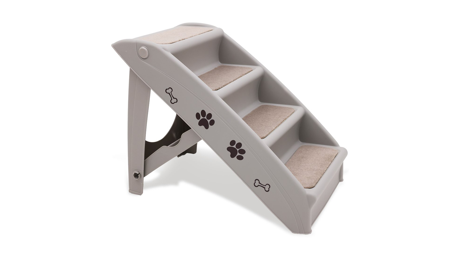 A close-up of the Furtastic foldable pet stairs.
