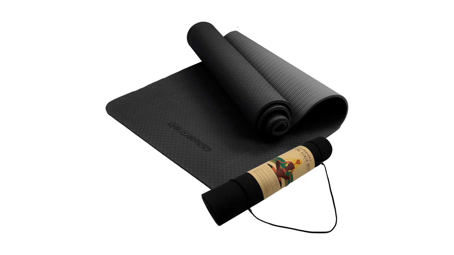Powertrain 6mm Eco-Friendly TPE Yoga Exercise Mat - Black