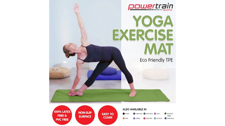 Powertrain 6mm Eco-Friendly TPE Yoga Exercise Mat - Green