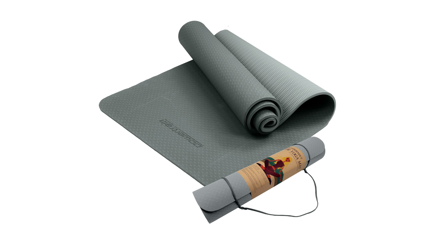 Powertrain 6mm Eco-Friendly TPE Yoga Exercise Mat - Light Grey