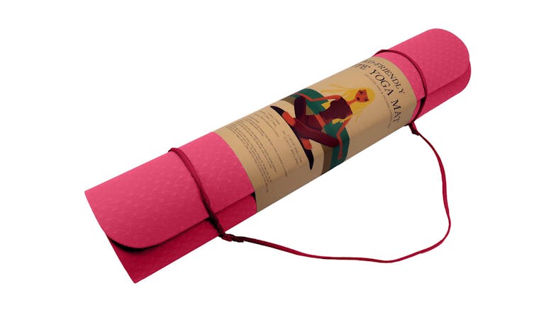 Powertrain 6mm Eco-Friendly TPE Yoga Exercise Mat - Rose Pink