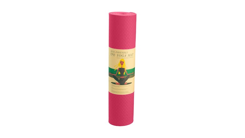 Powertrain 6mm Eco-Friendly TPE Yoga Exercise Mat - Rose Pink