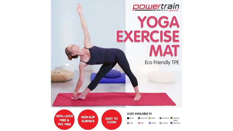 Powertrain 6mm Eco-Friendly TPE Yoga Exercise Mat - Rose Pink