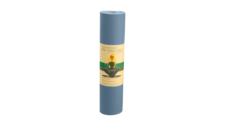 Powertrain 6mm Eco-Friendly TPE Yoga Exercise Mat - Sky Blue