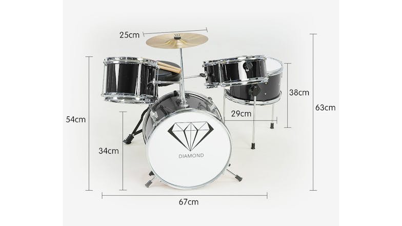 Karrera Childrens 4 Piece Drum Kit - Black