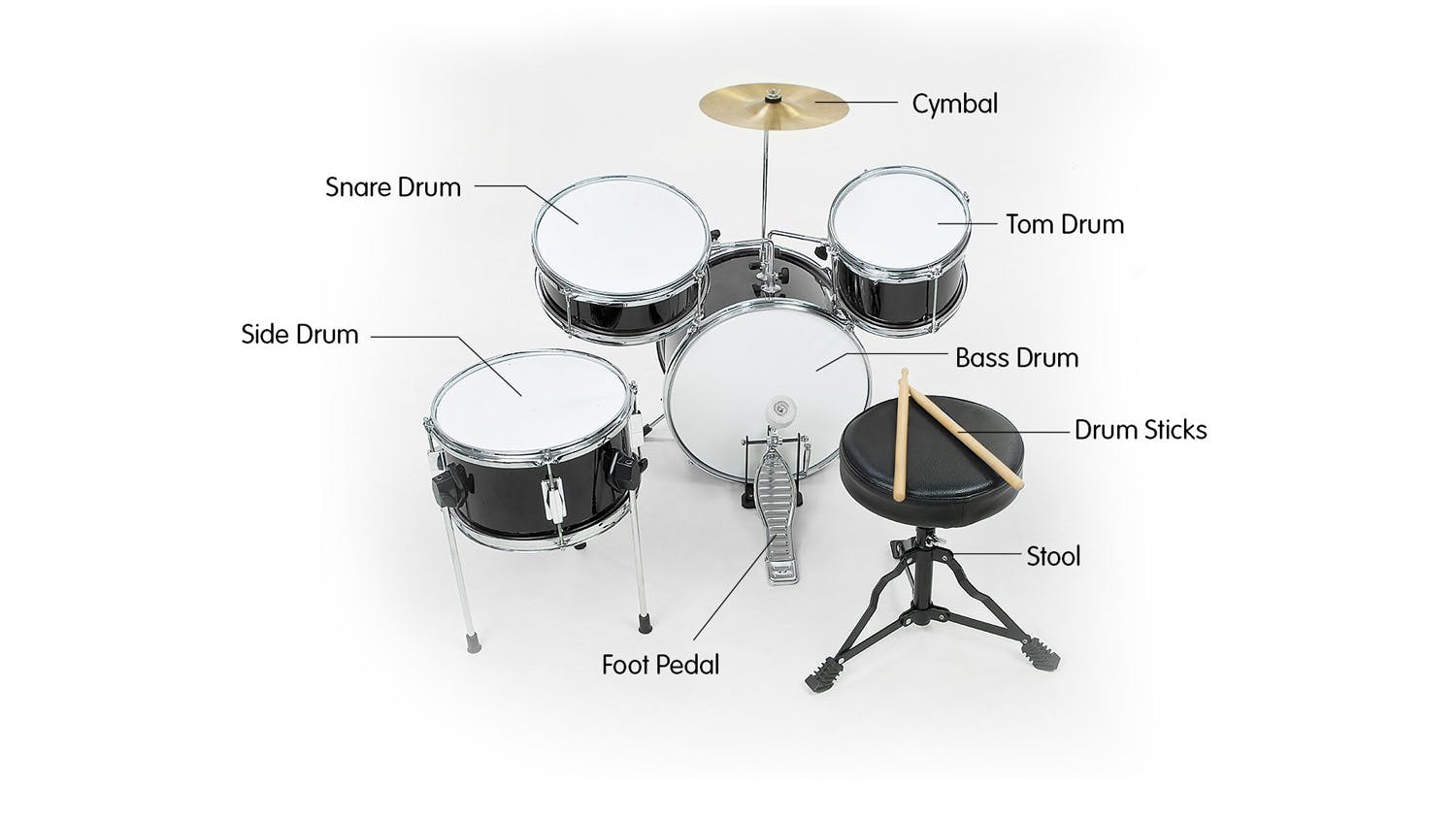 Karrera Childrens 4 Piece Drum Kit - Black