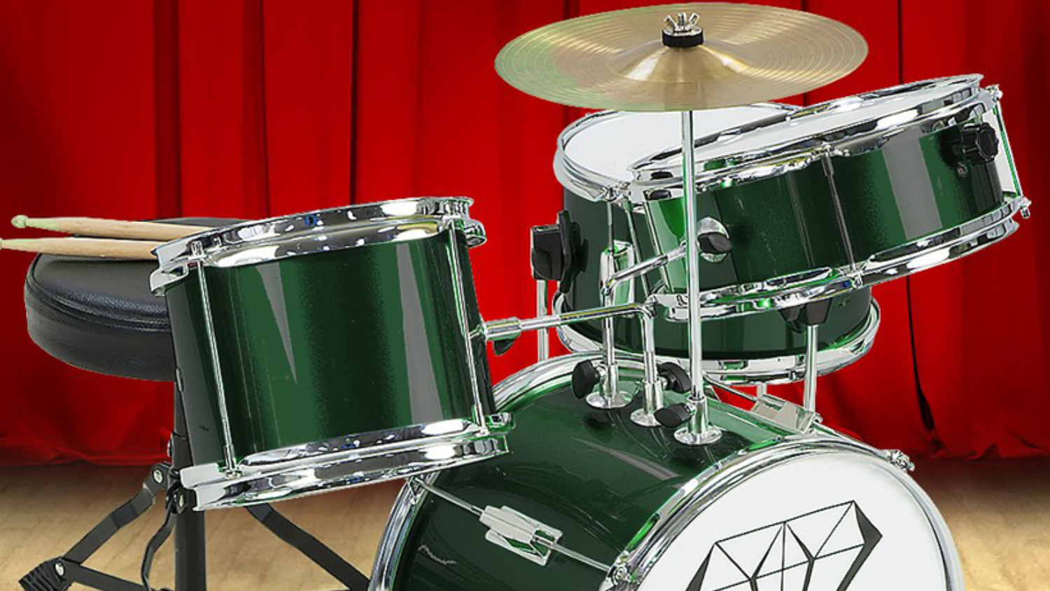 Karrera Childrens 4 Piece Drum Kit - Green