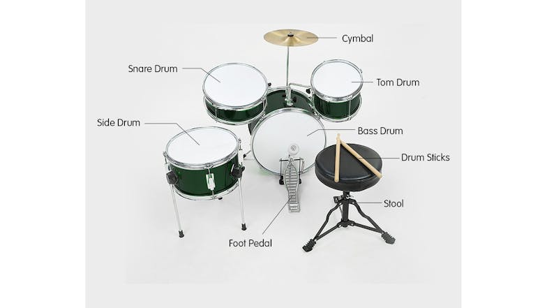 Karrera Childrens 4 Piece Drum Kit - Green