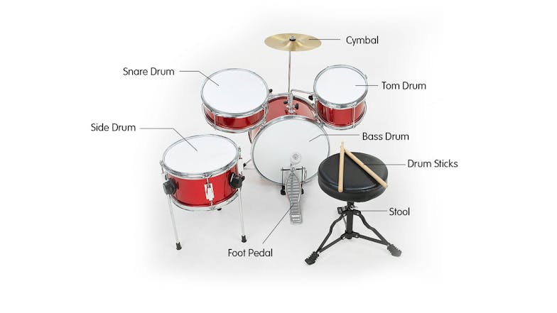 Karrera Childrens 4 Piece Drum Kit - Red