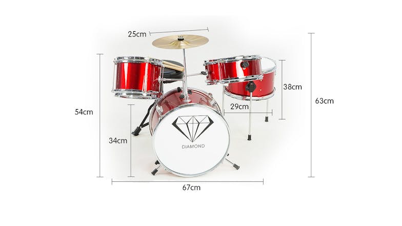 Karrera Childrens 4 Piece Drum Kit - Red